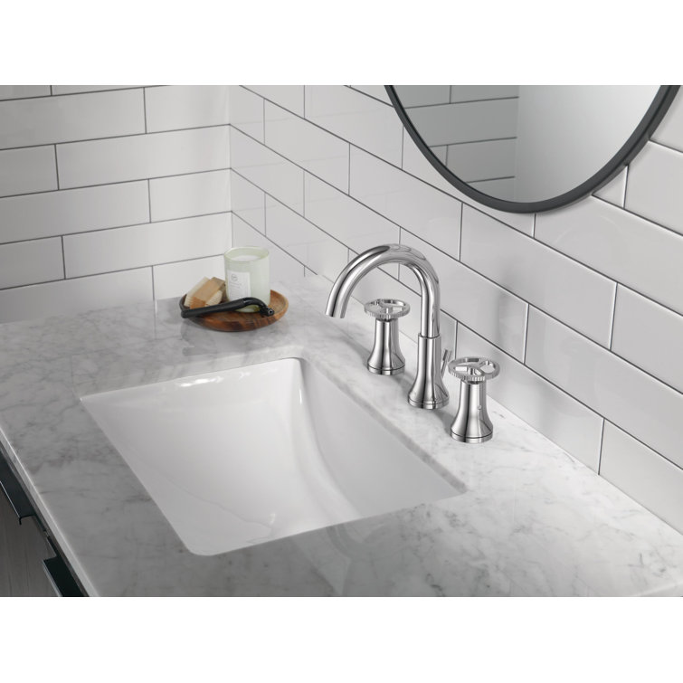 Chrome Modern Widespread Bathroom Faucet with Brass Handles