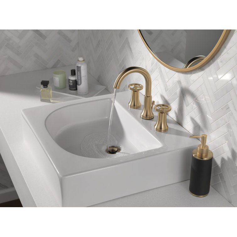 Champagne Bronze Modern Widespread Bathroom Faucet with Dual Handles