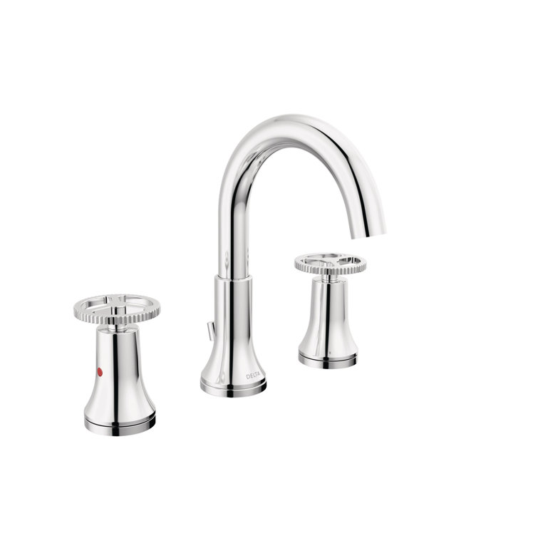 Chrome Modern Widespread Bathroom Faucet with Brass Handles