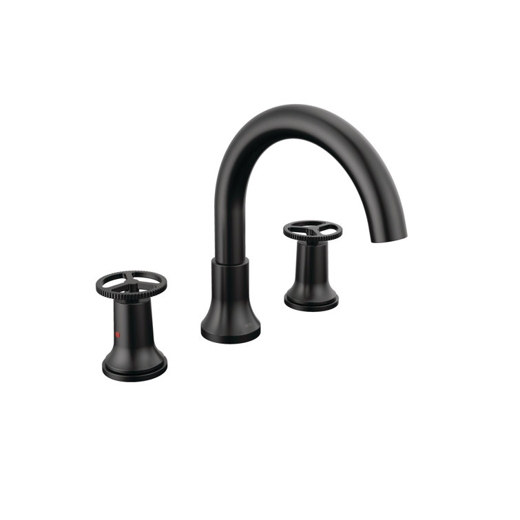 Matte Black Brass Modern Widespread Deck Mounted Faucet