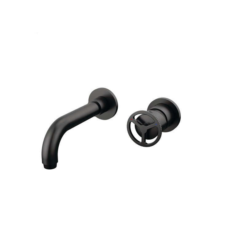 Matte Black Modern Wall Mounted Brass Bathroom Faucet