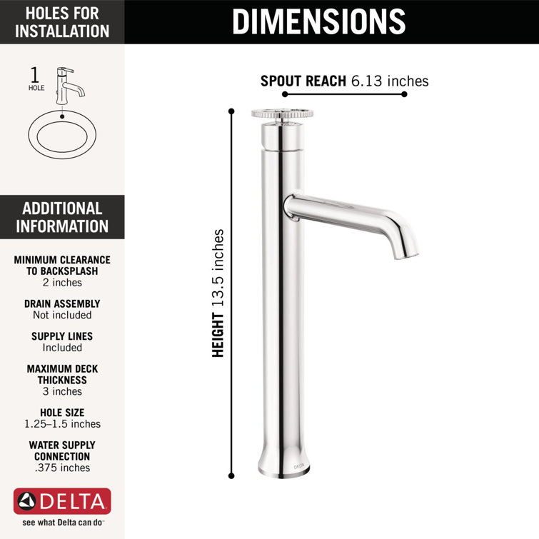 Modern Chrome Single Hole Vessel Sink Faucet