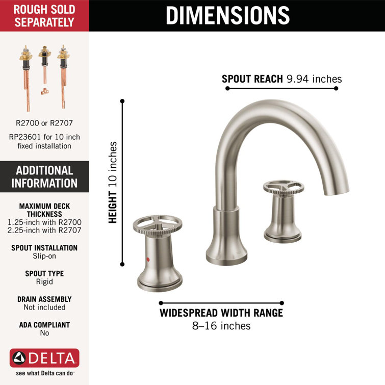 Stainless Steel Modern Widespread Deck Mounted Faucet