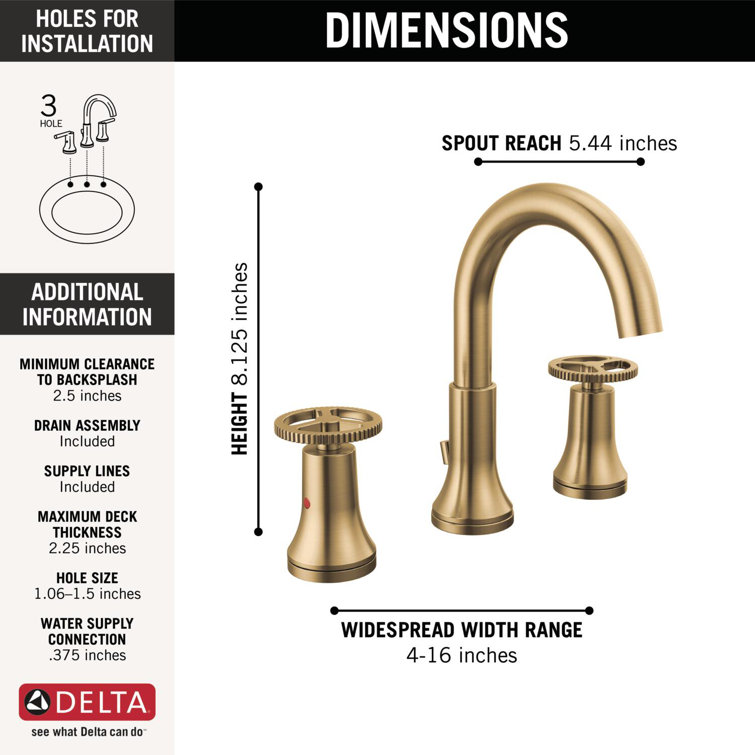 Champagne Bronze Modern Widespread Bathroom Faucet with Dual Handles