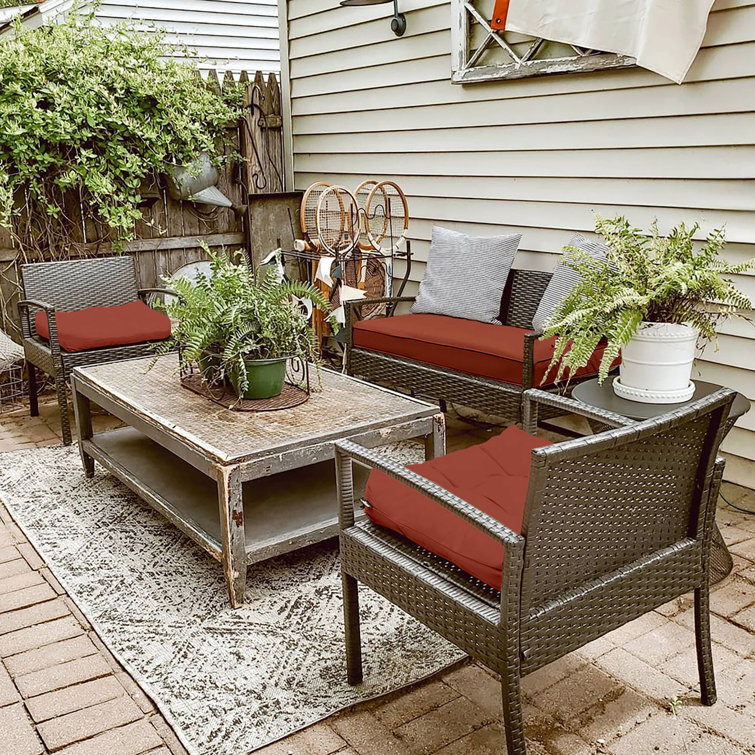 Heather Henna Red 54" Outdoor Bench Cushion with Water-Resistant Cover