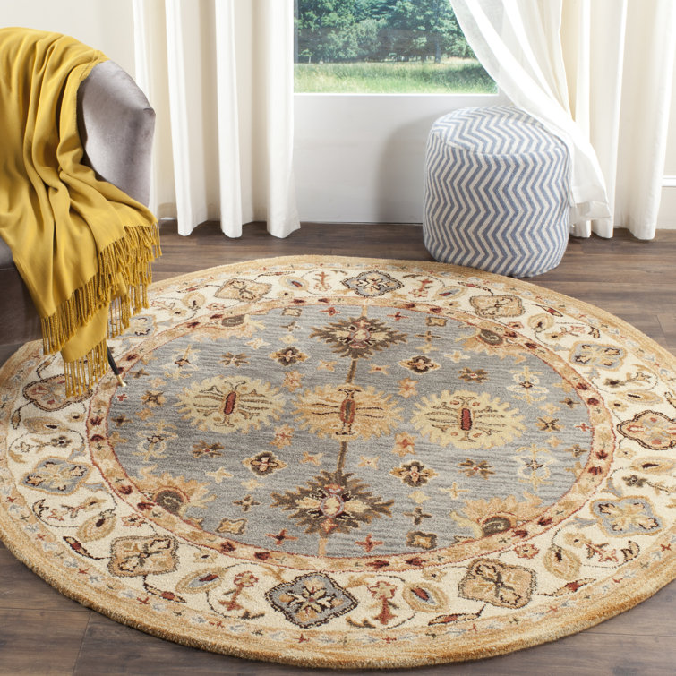 Antiquity Blue and Ivory Handmade Tufted Wool Round Rug