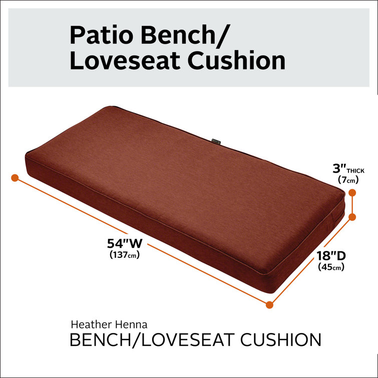 Heather Henna Red 54" Outdoor Bench Cushion with Water-Resistant Cover