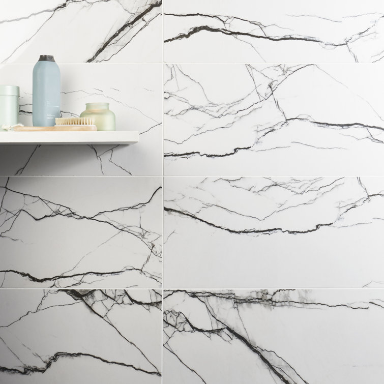 Magnus Breach 11.81 x 23.62 Polished Porcelain Marble-Look Tile