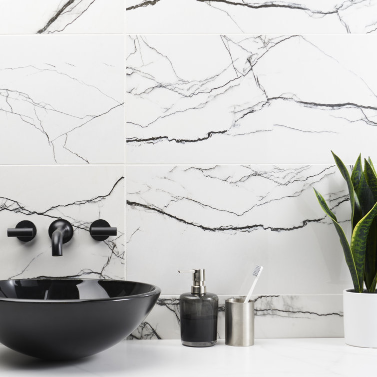 Magnus Breach 11.81 x 23.62 Polished Porcelain Marble-Look Tile