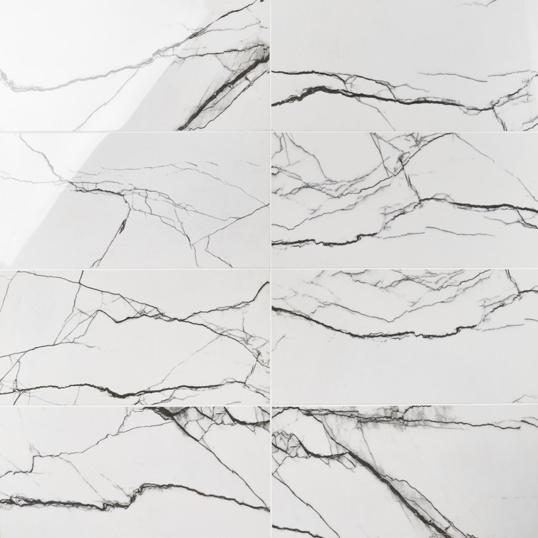 Magnus Breach 11.81 x 23.62 Polished Porcelain Marble-Look Tile