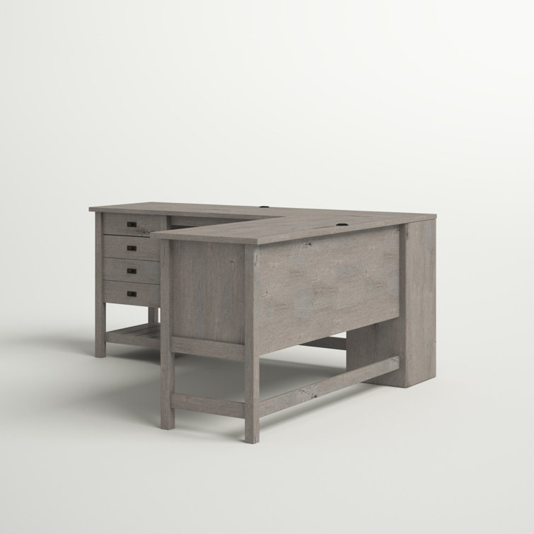 Mystic Oak L-Shaped Writing Desk with Drawer and Filing Cabinet