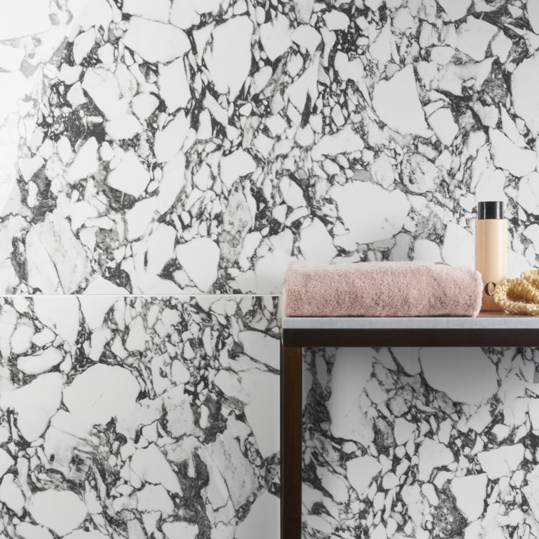 Magnus 24x48 Polished Black and White Porcelain Tile