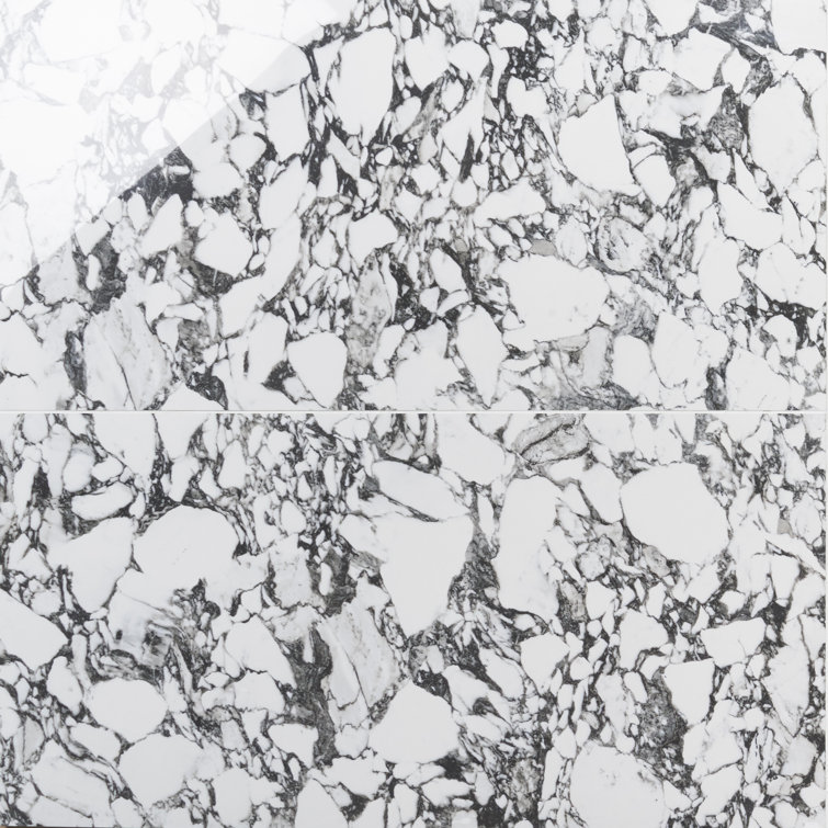 Magnus 24x48 Polished Black and White Porcelain Tile