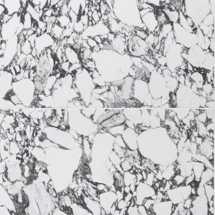 Magnus 24x48 Polished Black and White Porcelain Tile