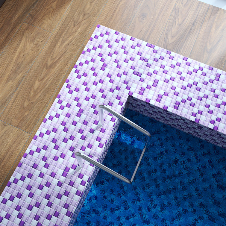 Purple and White Glass Mosaic Tile Sheet for Walls