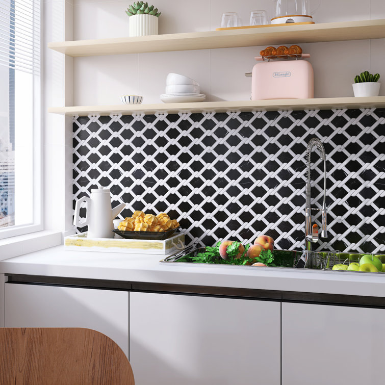 Nero Marquina Marble Random Mosaic Wall Tile