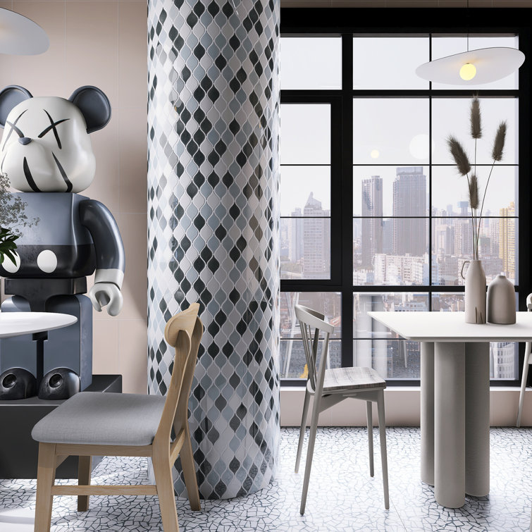 Handmade Gray and White Porcelain Mosaic Wall Tile