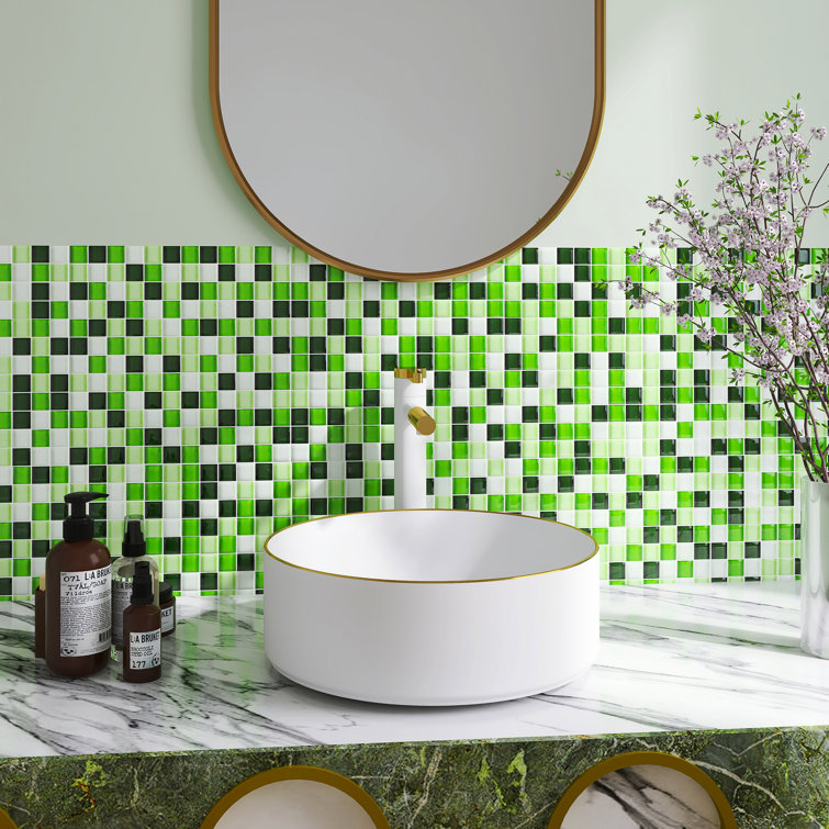 Green Glass Mosaic Tile Sheet for Bathroom and Kitchen
