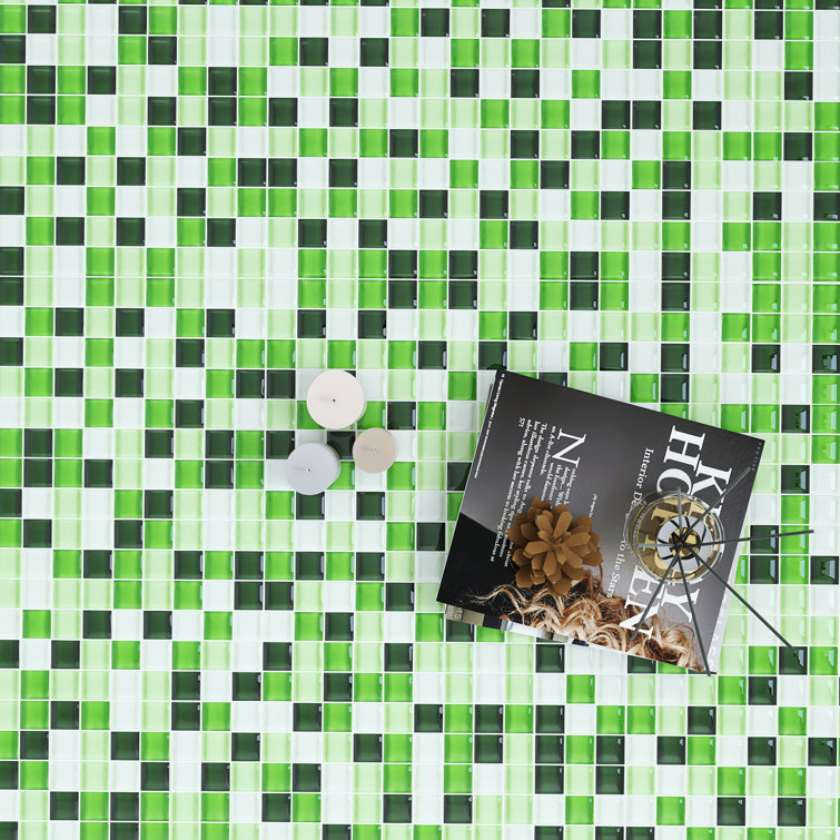Green Glass Mosaic Tile Sheet for Bathroom and Kitchen
