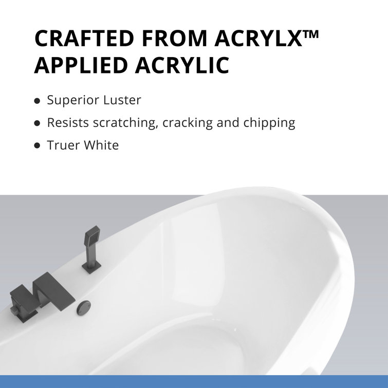60" White Acrylic Freestanding Soaking Bathtub