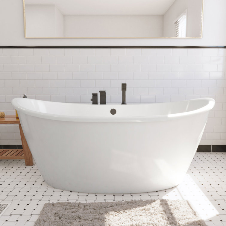 Caspian 66" White Acrylic Freestanding Bathtub