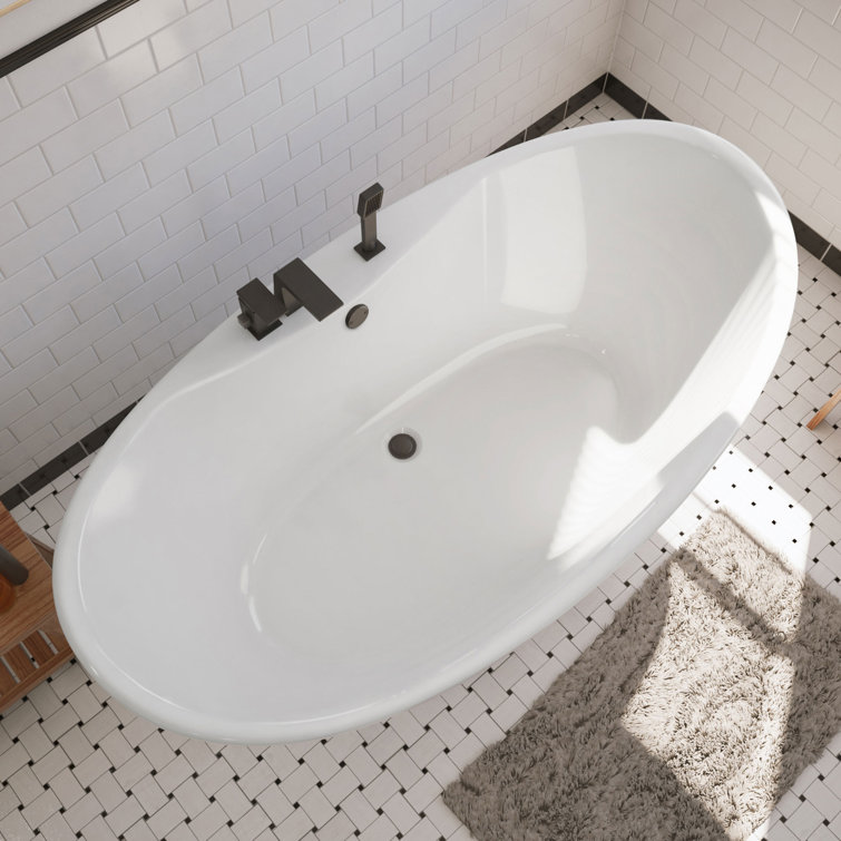 Caspian 66" White Acrylic Freestanding Bathtub
