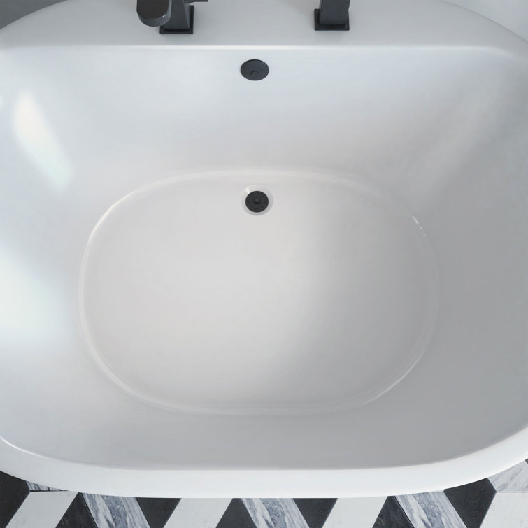 Elegant White Acrylic Freestanding Soaking Bathtub, 60" x 42"