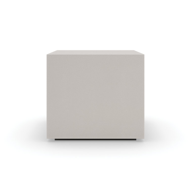 White Faux Shagreen Square Coffee Table with Wood Base