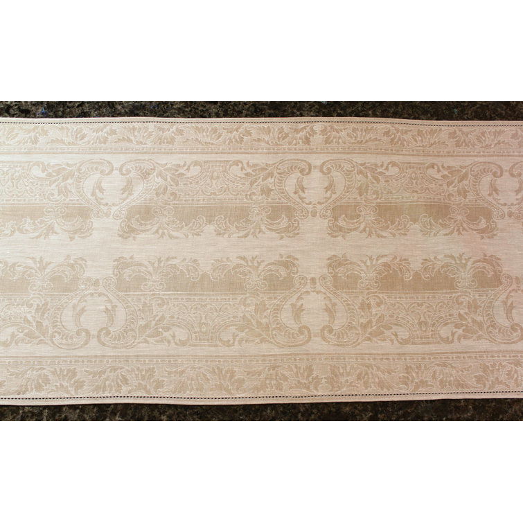 Ivory and Taupe Linen Floral 71'' Square Tablecloth