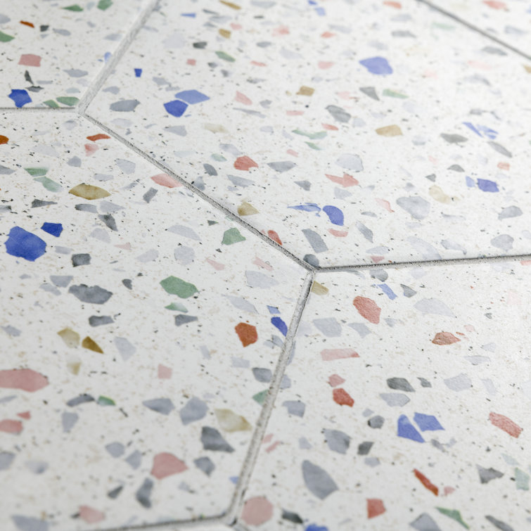 Venice Hexagon White and Multicolor Porcelain Tile