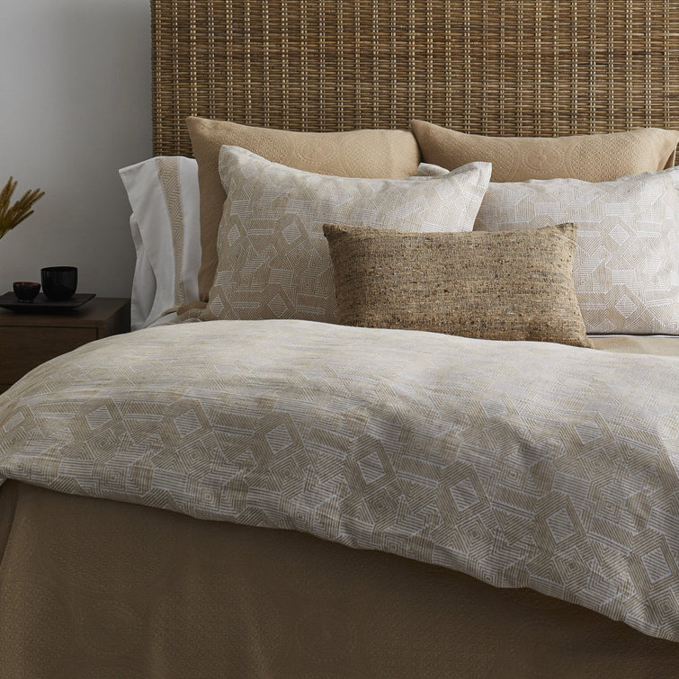 Queen White Cotton Coastal Stripe Duvet Cover Set