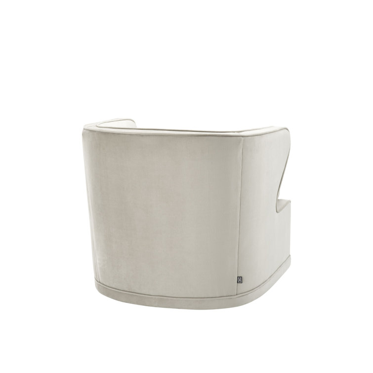 Pebble Grey Velvet Swivel Barrel Chair with Manufactured Wood Base