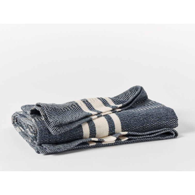 Cirrus Blue Organic Cotton Woven Throw Blanket