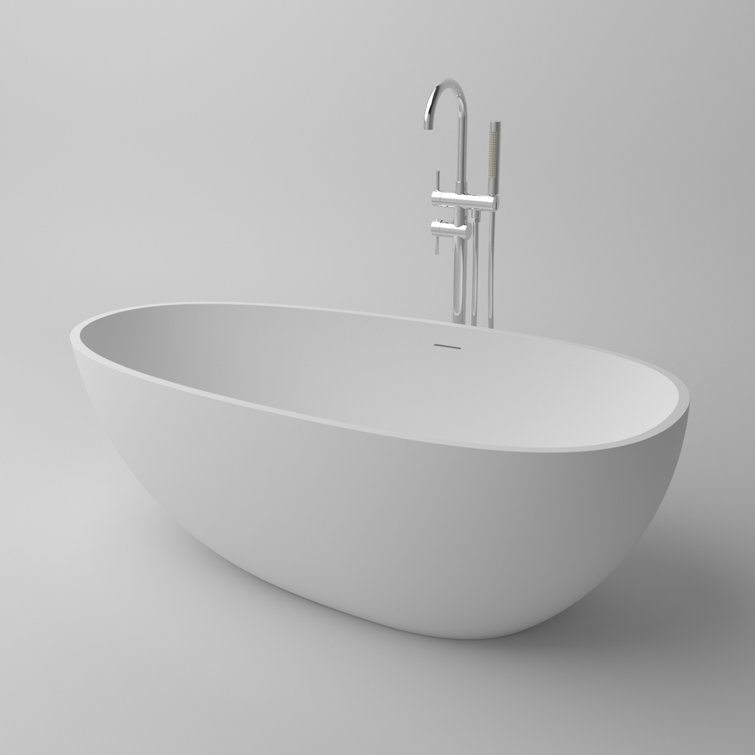 63'' Matte White Solid Surface Freestanding Bathtub