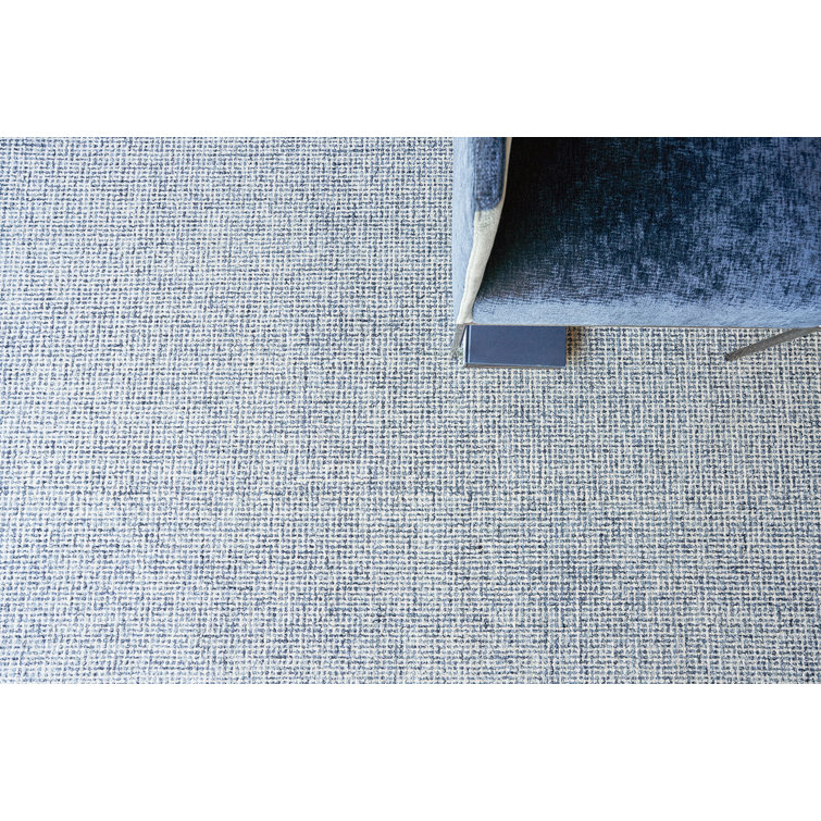 Handmade Blue Wool Geometric Rectangular Rug 9' x 12'