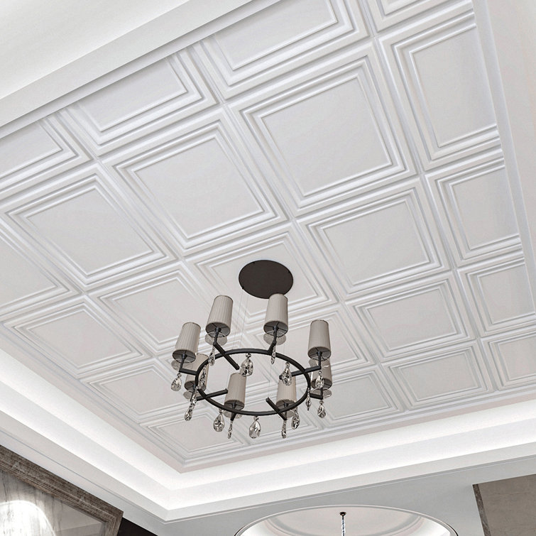 White 2 Ft. x 2 Ft. PVC Ceiling Tile Set