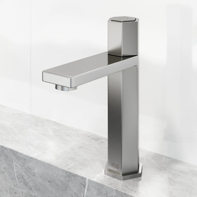 Nova Hexagonal Brushed Nickel Single-Hole Bathroom Faucet