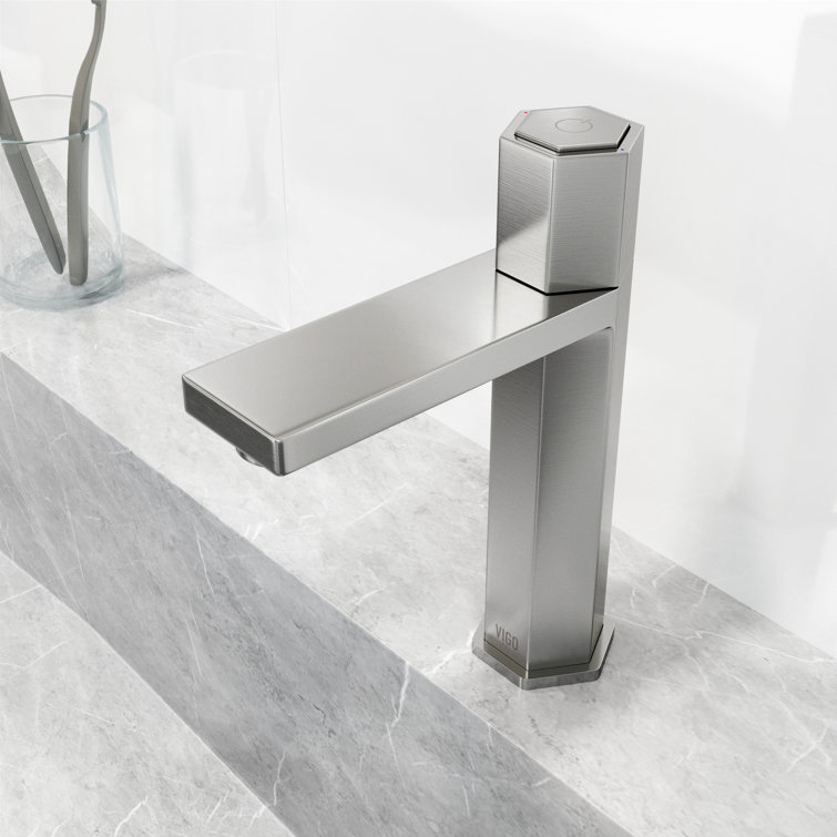 Nova Hexagonal Brushed Nickel Single-Hole Bathroom Faucet
