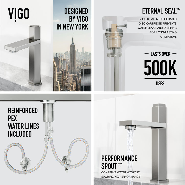 Nova Hexagonal Brushed Nickel Single-Hole Bathroom Faucet