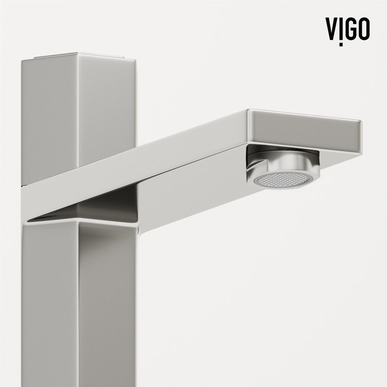 Sottile Blue Glass Rectangular Vessel Sink with Brushed Nickel Faucet