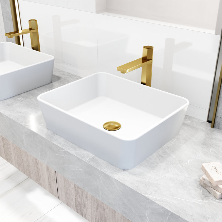Nova Matte Brushed Gold Tall Vessel Sink Faucet with Push Button