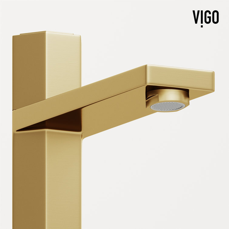 Nova Matte Brushed Gold Tall Vessel Sink Faucet with Push Button
