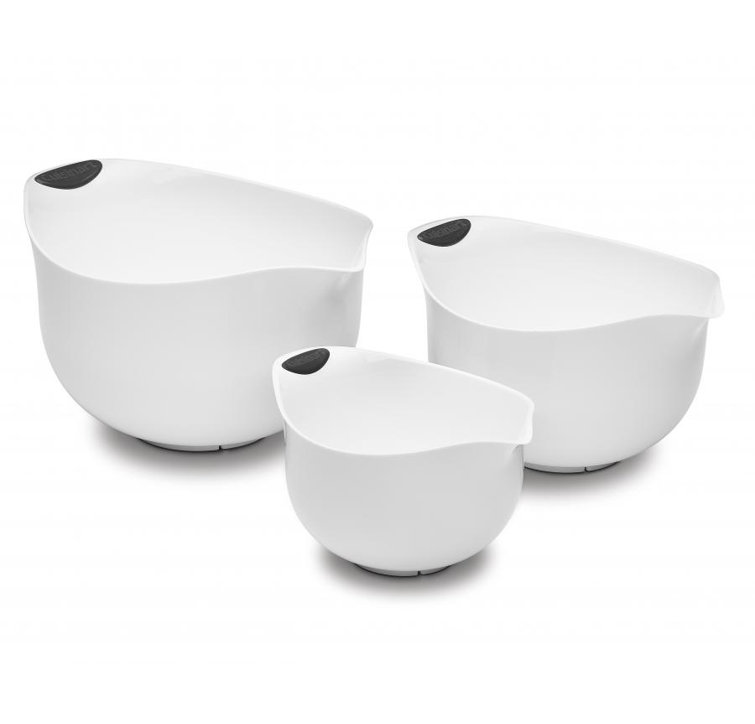 White BPA-Free 3-Piece Mixing Bowl Set with Soft-Grip Handles
