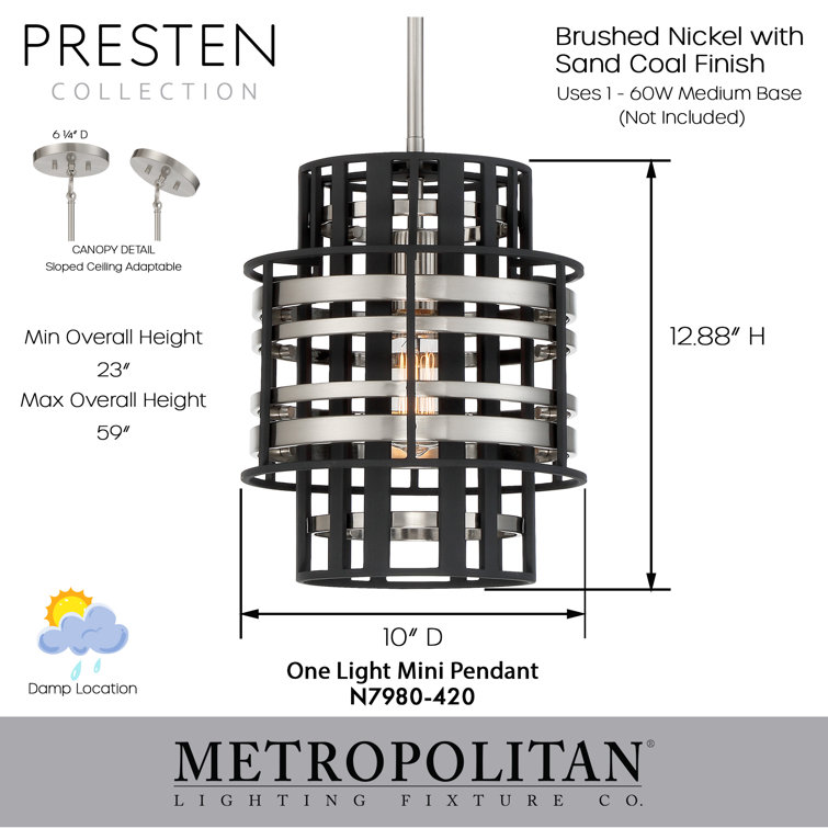 Preston Brushed Nickel Mini Pendant Light