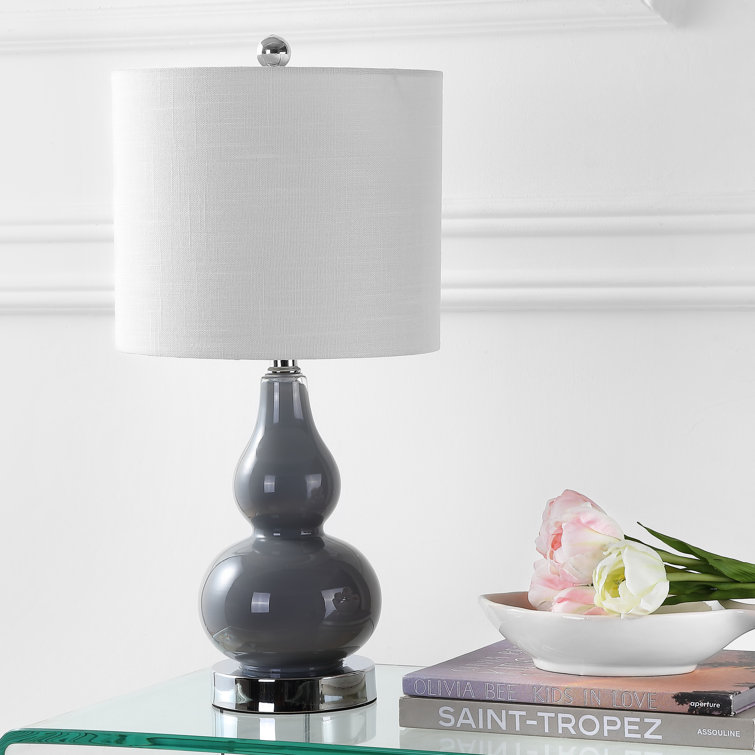 Ava Modern Mini LED Table Lamp with White Linen Shade