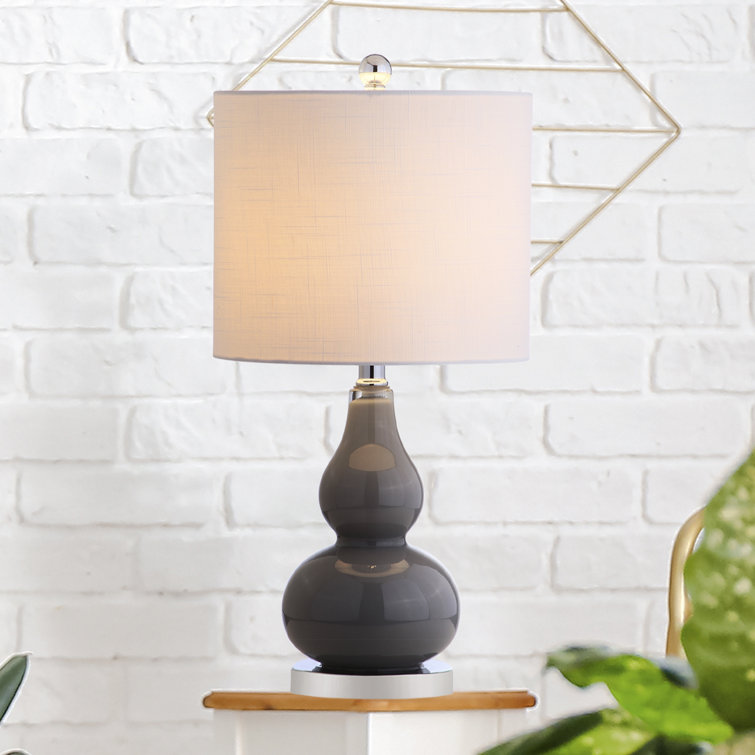 Ava Modern Mini LED Table Lamp with White Linen Shade