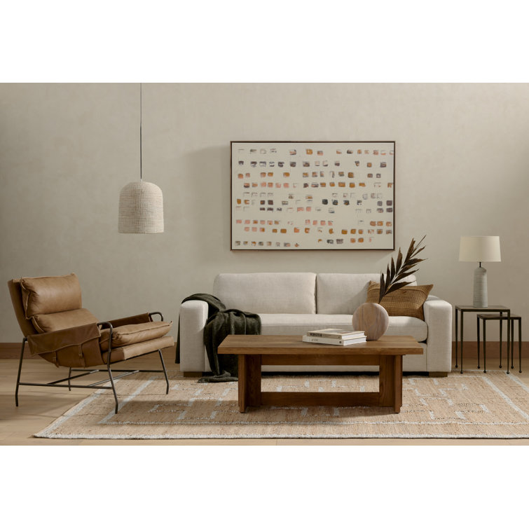 Thames Cream Performance Fabric Sofa with Washed Espresso Accents