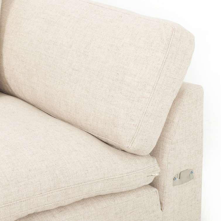 Oslo Plume Thames Cream Linen 136'' Two-Piece Sectional Sofa