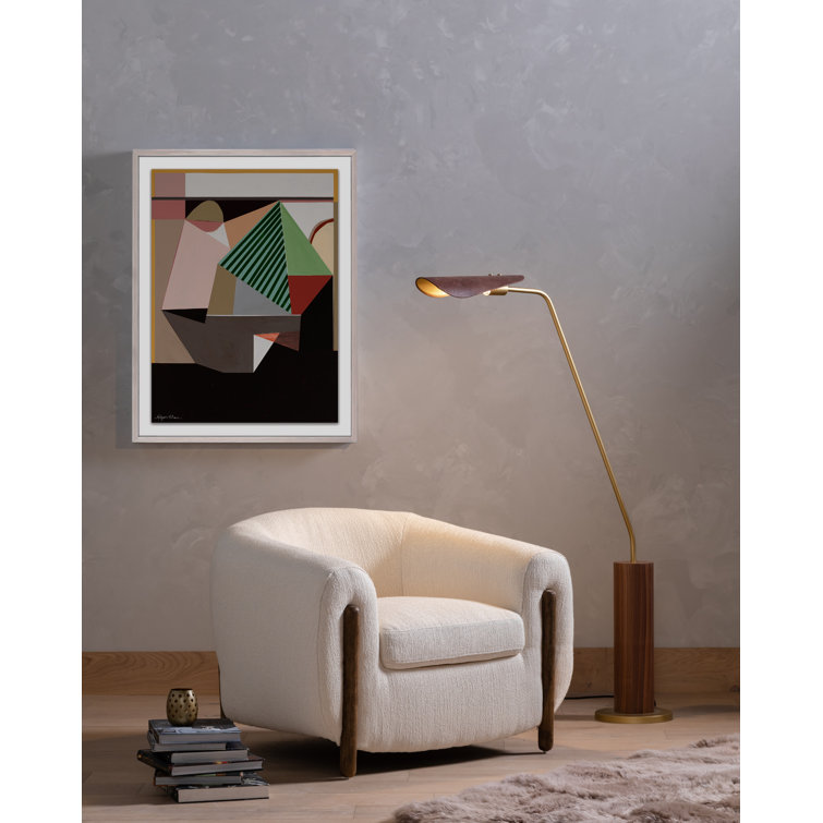 Astrid Walnut & Brass Floor Lamp with Brown Leather Shade