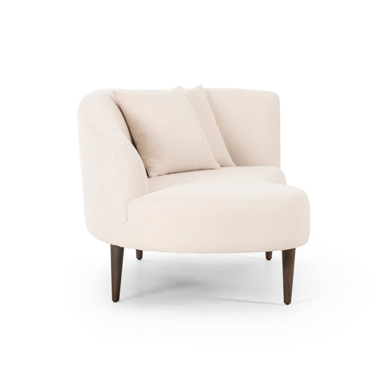 Capri Oatmeal Contemporary Sculptural Chaise with Brown Oak Legs
